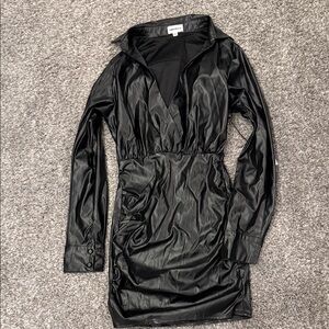 Superdown Sleek Black Leather Look Dress